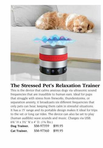 Hammacher Schlemmer The stressed pet's relaxation trainer offer