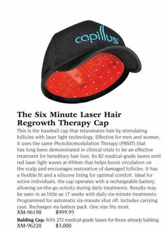Hammacher Schlemmer The six minute laser hair regrowth therapy cap offer