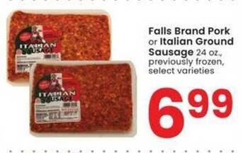 Albertsons Falls brand pork or italian ground sausage offer