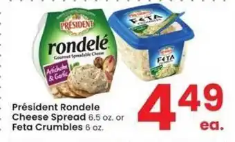 Albertsons Président rondele cheese spread or feta crumbles offer