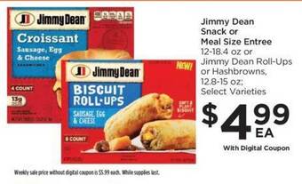 Food 4 Less Jimmy dean snack or meal size entree offer