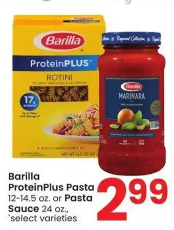 Albertsons Barilla proteinplus pasta or pasta sauce offer