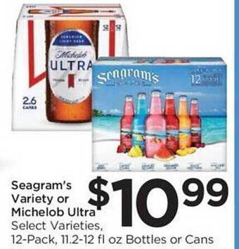 Food 4 Less Seagram's variety or michelob ultra offer