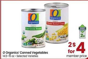 Safeway O organics canned vegetables offer