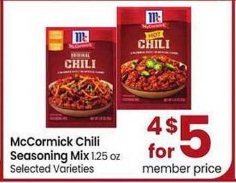 Safeway Mccormick chili seasoning mix offer