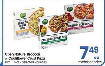 Safeway Open nature broccoli or cauliflower crust pizza offer