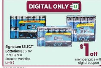 Safeway Signature select batteries offer