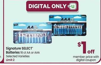 Safeway Signature select batteries offer