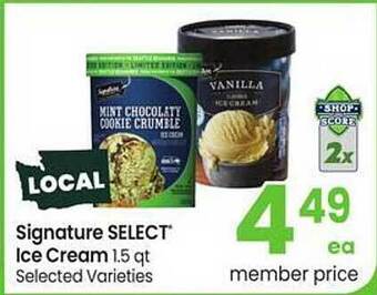 Safeway Signature select ice cream offer