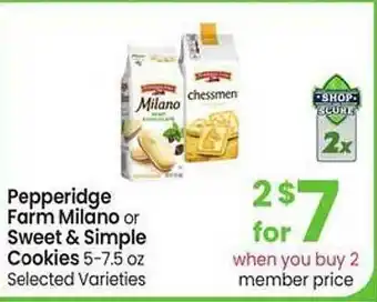 Safeway Pepperidge farm milano or sweet & simple cookies offer