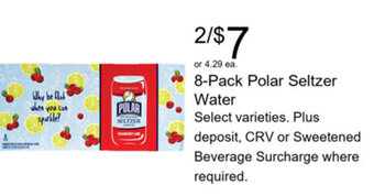 Walgreens 8-Pack Polar Seltzer Water offer
