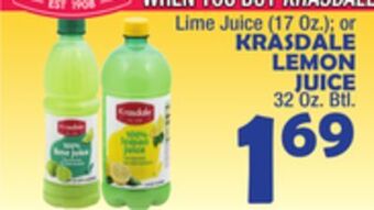 Bravo Supermarkets Krasdale lemon juice 32 oz. btl offer