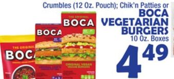 Bravo Supermarkets Boca vegetarian burgers 10 oz. boxes offer
