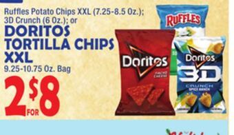 Bravo Supermarkets Doritos tortilla chips xxl 9.25-10.75 oz. bag offer