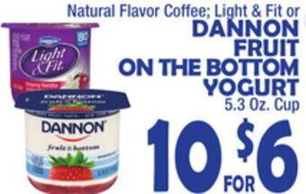 Bravo Supermarkets Dannon fruit on the bottom yogurt offer
