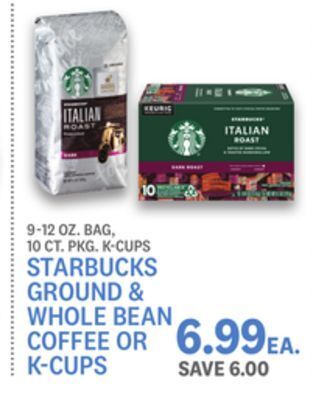 Kings Food Markets Starbucks ground & whole bean coffee or k-cups offer