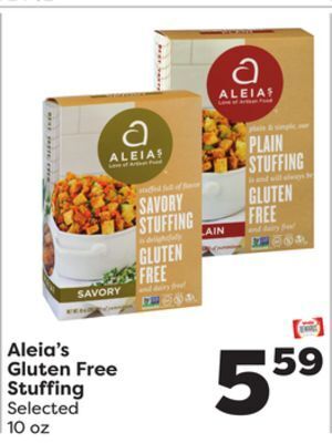 Weis Markets Aleia's gluten free stuffing offer