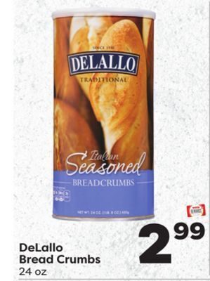 Weis Markets Delallo bread crumbs offer