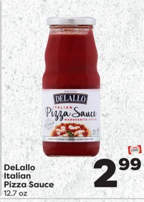 Weis Markets Delallo italian pizza sauce offer