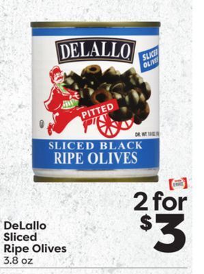 Weis Markets Delallo sliced ripe olives offer