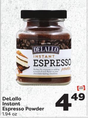 Weis Markets Delallo instant espresso powder offer
