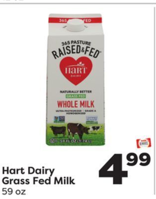 Weis Markets Hart dairy grass fed milk offer