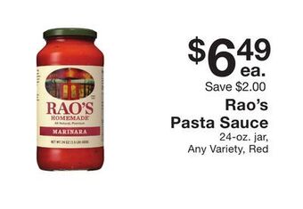 Fairway Store Market Rao's pasta sauce offer