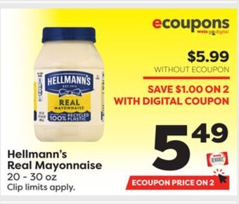 Weis Markets Hellmann's real mayonnaise offer