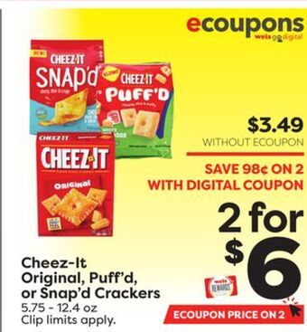 Weis Markets Cheez-it original, puff'd, or snap'd crackers offer