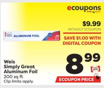 Weis Markets Weis simply great aluminum foil offer