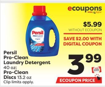 Weis Markets Persil pro-clean laundry detergent 40 oz pro-clean discs 13.2 oz offer