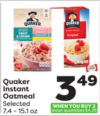 Weis Markets Quaker instant oatmeal offer