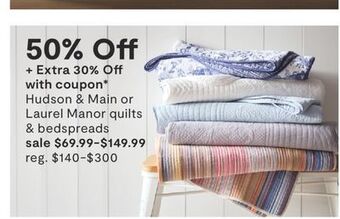 JC Penney Hudson & main or laurel manor quilts & bedspreads offer