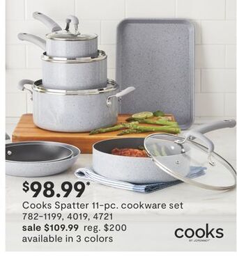 JC Penney Cooks spatter 11-pc. cookware set offer