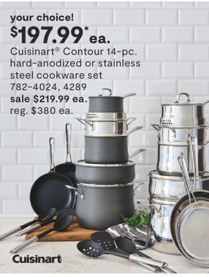 JC Penney Cuisinart® contour 14-pc. hard-anodized or stainless steel cookware set offer