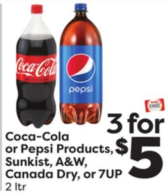 Weis Markets Coca-cola or pepsi products, sunkist, a & w, canada dry, or 7up offer