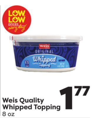 Weis Markets Weis quality whipped topping offer