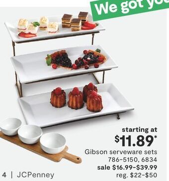 JC Penney Gibson serveware sets offer