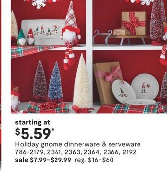 JC Penney Holiday gnome dinnerware & serveware offer