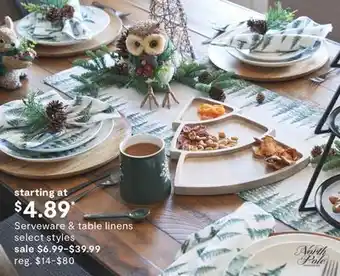 JC Penney Serveware & table linens offer
