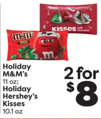 Weis Markets Holiday m & m's 11 oz holiday hershey's kisses 10.1 oz offer