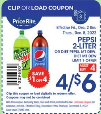 Price Rite Pepsi 2-liter offer