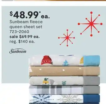 JC Penney Sunbeam fleece queen sheet set offer