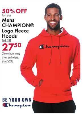 Boscov's Mens champion® logo fleece hoods offer