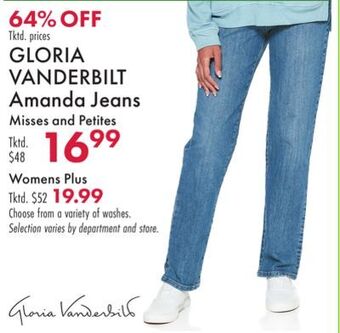 Boscov's Gloria vanderbilt amanda jeans offer