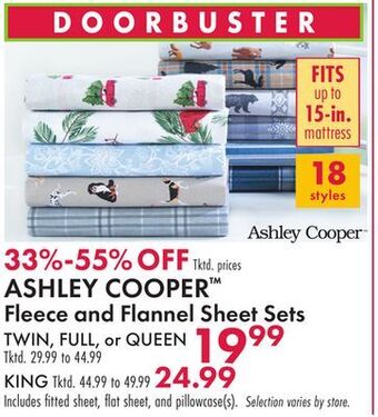 Boscov's Ashley cooper™ fleece and flannel sheet sets offer