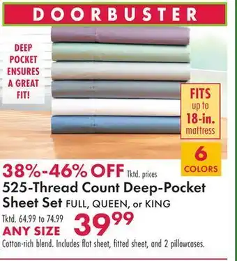 Boscov's Deep-pocket sheet set offer