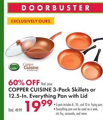 Boscov's Copper cuisine 3-pack skillets offer