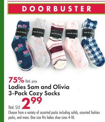 Boscov's Ladies sam and olivia 3-pack cozy socks offer
