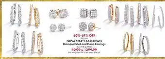 Boscov's Nova star® lab grown diamond stud and hoop earrings offer